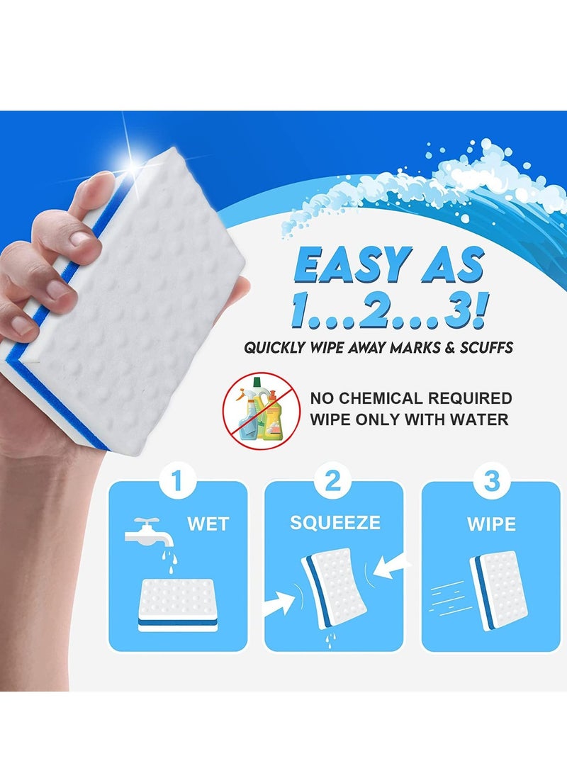 Magic Sponges Cleaning Eraser, Melamine Sponge, 20 Pcs Extra Thick More Lasting 3X Density Premium Magic Sponge Eraser, Multi Surface Power Scrubber Foam Cleaning Pads - Image 5