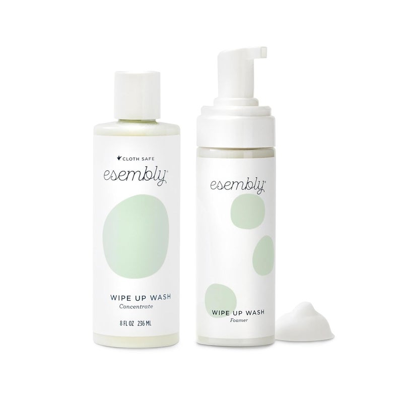 Esembly Wipe Up Wash Bundle, Organic No-Rinse Foaming Solution for Reusable Baby Cloth - Fragrance Free - Includes Refillable Foamer Bottle and 8oz Concentrate - Image 1