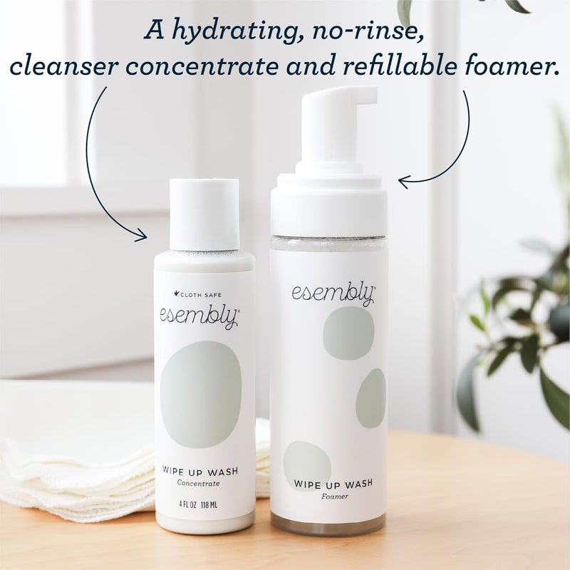 Esembly Wipe Up Wash Bundle, Organic No-Rinse Foaming Solution for Reusable Baby Cloth - Fragrance Free - Includes Refillable Foamer Bottle and 8oz Concentrate - Image 3