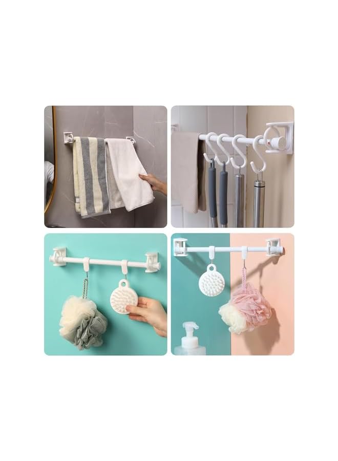 erorex 6Pcs Self-Adhesive Curtain Rod Holders,360° Rotating Ring Curtain Rod Brackets,No Drilling Nail Free Adjustable Curtain Rod Hooks,Curtain Hangers for Bathroom Kitchen Home Bathroom Hotel-White  - Image 4