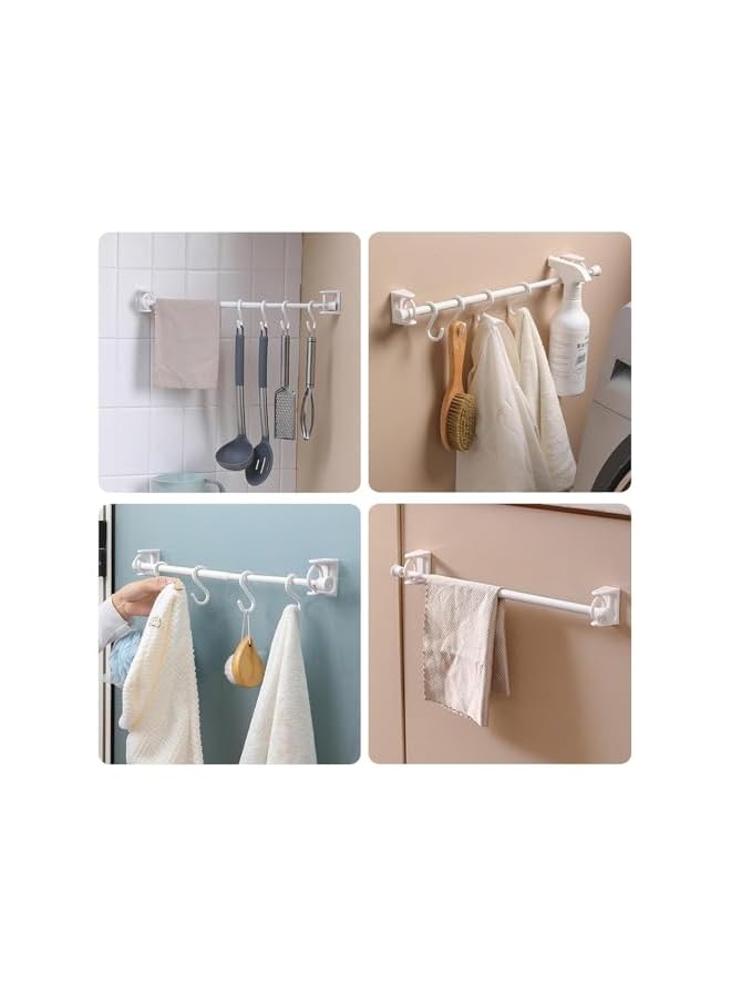 erorex 6Pcs Self-Adhesive Curtain Rod Holders,360° Rotating Ring Curtain Rod Brackets,No Drilling Nail Free Adjustable Curtain Rod Hooks,Curtain Hangers for Bathroom Kitchen Home Bathroom Hotel-White  - Image 3