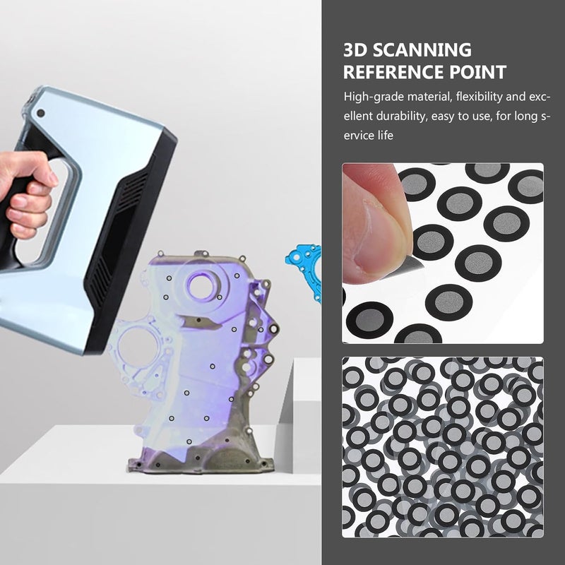 3D Scanner Reflective Marker Points, High Reflective 0.15mm Thickness Reference Dots for 3D Scanning, 5 Sheets of 50 Sturdy Marking Targets for Scanner Accessories - Image 3