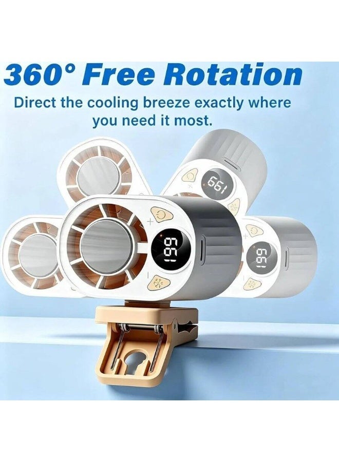BlueFire, Car Clip On Fan with LED Display – Black Portable Bladeless Fan | 360° Rotatable Personal Cooling Fan | Multi-Speed Quiet Air Circulator | Rechargeable Mini Fan for Car, Camping, Hiking - Image 4