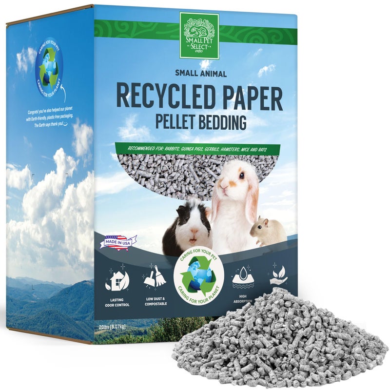 Small Pet Select Recycled Paper Pellet Bedding, Litter for Rabbit, Guinea Pig, Hamster, Bunny and Other Small Animals, 20lb - Image 1