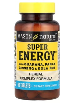 Mason Natural Mason Natural, Super Energy with Guarana, Panax Ginseng & Kola Nut, 60 Tablets  - Image 1