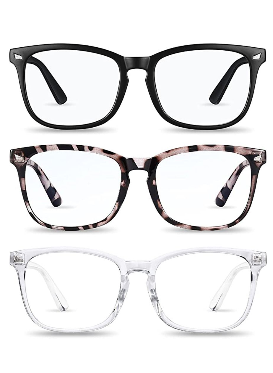 3-Pack Blue Light Blocking Reading Glasses Computer Glasses Filter UV Glare Blocking Fashion Gaming Eyeglasses Women Men Square Frame
