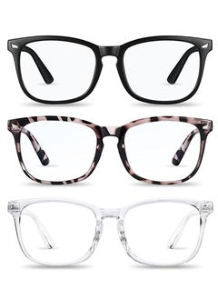 HomarKet 3-Pack Blue Light Blocking Reading Glasses Computer Glasses Filter UV Glare Blocking Fashion Gaming Eyeglasses Women Men Square Frame  - Image 1