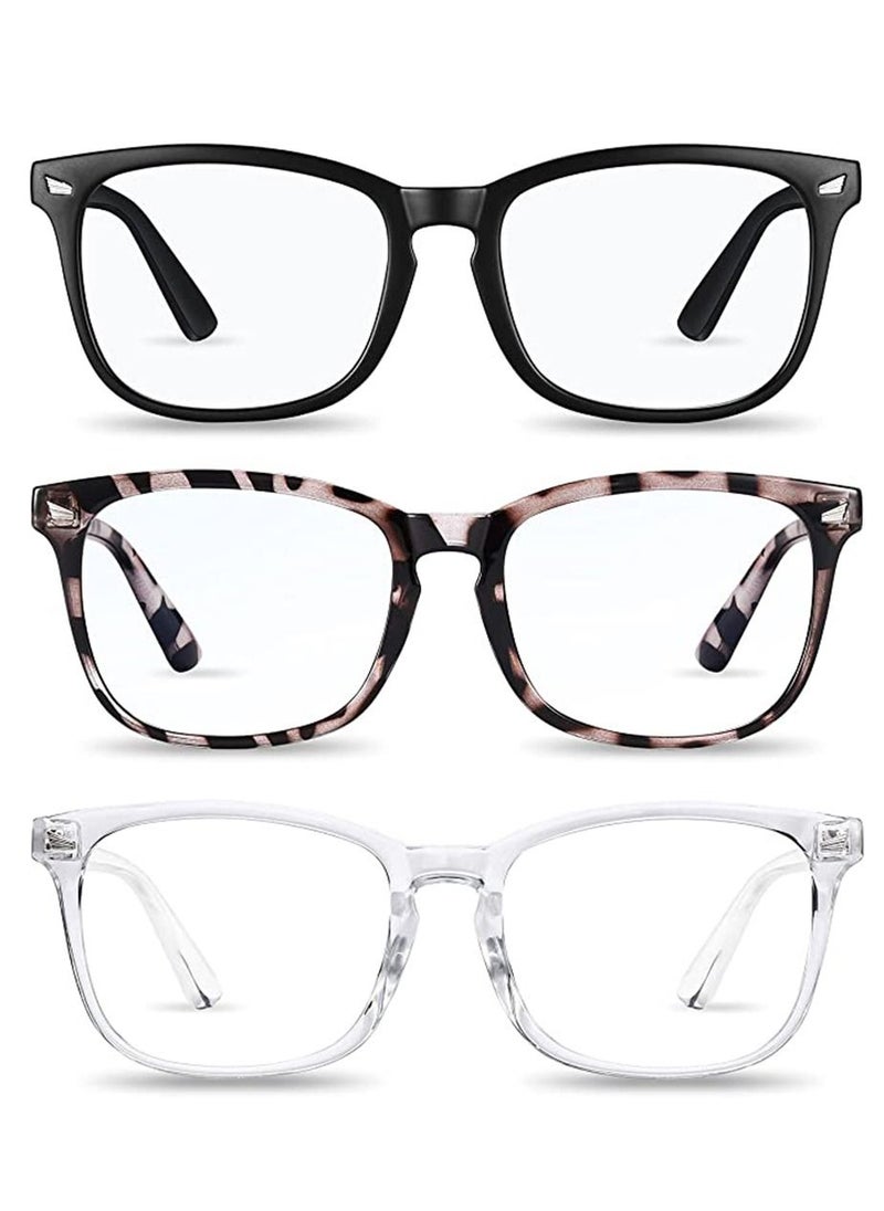 HomarKet 3-Pack Blue Light Blocking Reading Glasses Computer Glasses Filter UV Glare Blocking Fashion Gaming Eyeglasses Women Men Square Frame  - Image 1