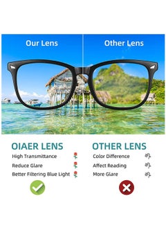 HomarKet 3-Pack Blue Light Blocking Reading Glasses Computer Glasses Filter UV Glare Blocking Fashion Gaming Eyeglasses Women Men Square Frame  - Image 4