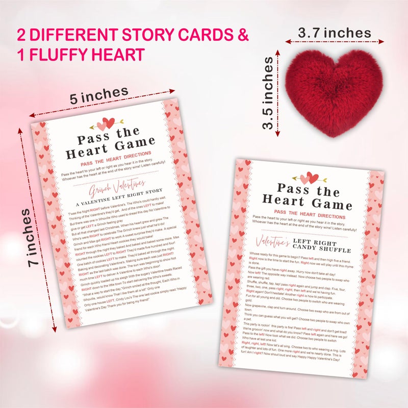 NYCTUG Valentine's Day Pass The Heart Game, 2 Left Right Story & A Fluffy Heart for Classroom, Valentine's Day Party Games & Supplies - A01 - Image 2