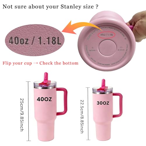 ANTAND 40oz Flip Straw Leak Proof Lid for Stanley H2.0 Quencher Protour Tumbler, 2 Pack Spill Proof Lid Replacement Straw Cover Top for 40 OZ Stanley Cup Accessories (RoseRed, RoseRed) - Image 2