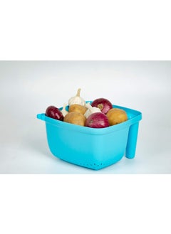 N M Z N M Z ABS Plastic Vegetable Fruit Basket Rice Wash Sieve Washing Bowl Colander, (Multi Colour, 1 pc)  - Image 5