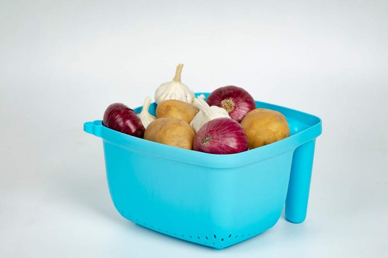 N M Z ABS Plastic Vegetable Fruit Basket Rice Wash Sieve Washing Bowl Colander, (Multi Colour, 1 pc) - Image 5