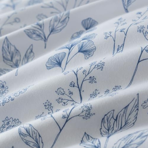 TISPLR King Size Floral Comforter Set 3 Pieces Soft Chic Garden Style Blue Print Lightweight Botanical Flower Comforter Set for All Seasons 1 Comforter and 2 Pillowcases - Image 5