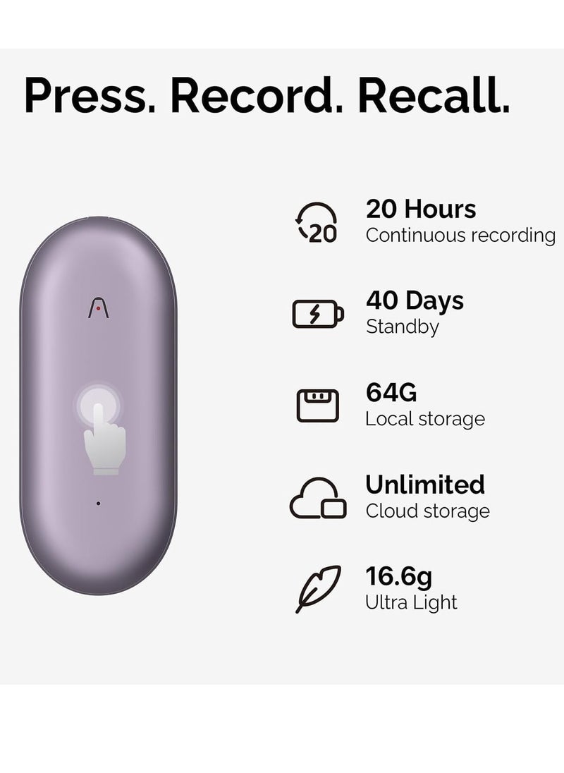 PLAUD PLAUD Note Pin Bundle , Your Wearable AI Memory Capsule , AI Voice Recorder , App Control , AI Transcribe & Summarize Support 112 Languages , 64GB Memory , Accessory Kit included , Sunset Purple  - Image 2