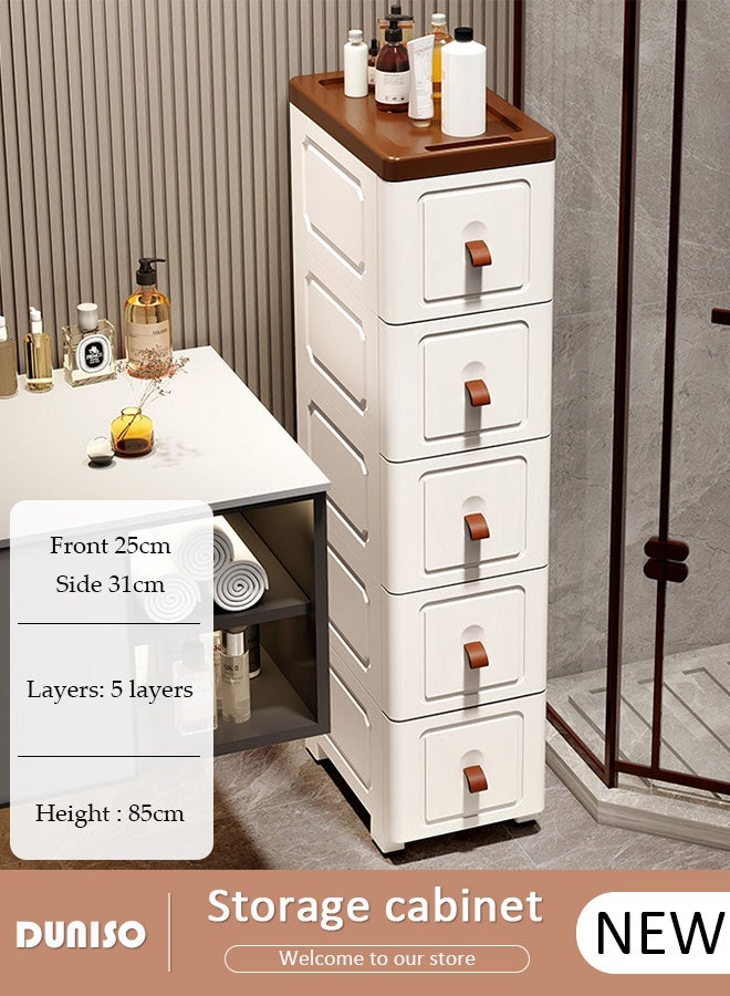DUNISO 5 Layers Narrow Storage Cabinet with Drawers Multifunctional Drawer Storage Organizer Waterproof  Multipurpose Plastic Containers Box for Kitchen,Bathroom,Bedroom,Living Room  - Image 1
