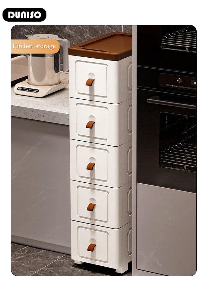 DUNISO 5 Layers Narrow Storage Cabinet with Drawers Multifunctional Drawer Storage Organizer Waterproof  Multipurpose Plastic Containers Box for Kitchen,Bathroom,Bedroom,Living Room  - Image 4