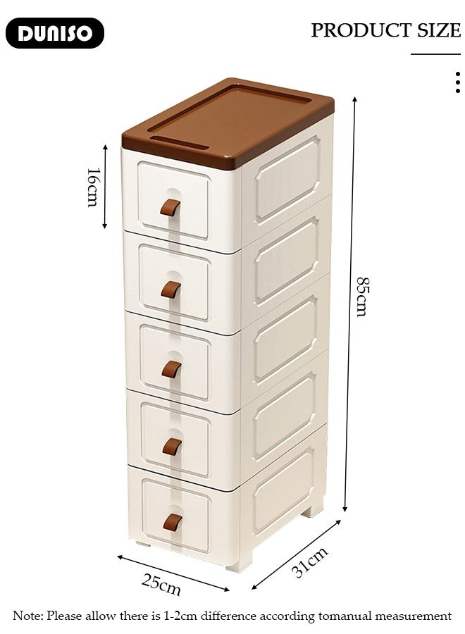 DUNISO 5 Layers Narrow Storage Cabinet with Drawers Multifunctional Drawer Storage Organizer Waterproof  Multipurpose Plastic Containers Box for Kitchen,Bathroom,Bedroom,Living Room  - Image 2