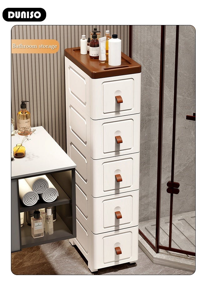 DUNISO 5 Layers Narrow Storage Cabinet with Drawers Multifunctional Drawer Storage Organizer Waterproof  Multipurpose Plastic Containers Box for Kitchen,Bathroom,Bedroom,Living Room  - Image 5