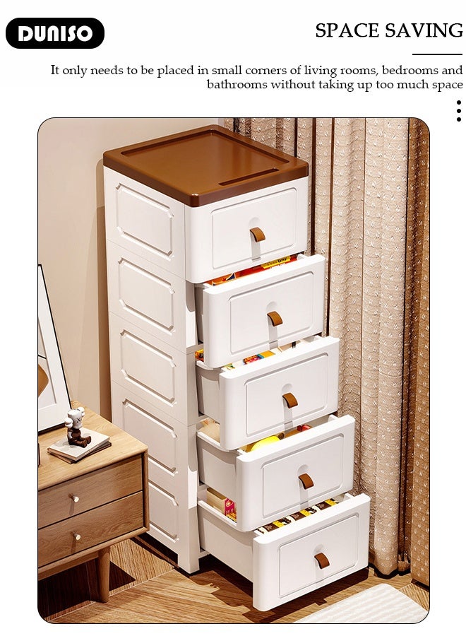 DUNISO 5 Layers Narrow Storage Cabinet with Drawers Multifunctional Drawer Storage Organizer Waterproof  Multipurpose Plastic Containers Box for Kitchen,Bathroom,Bedroom,Living Room  - Image 3