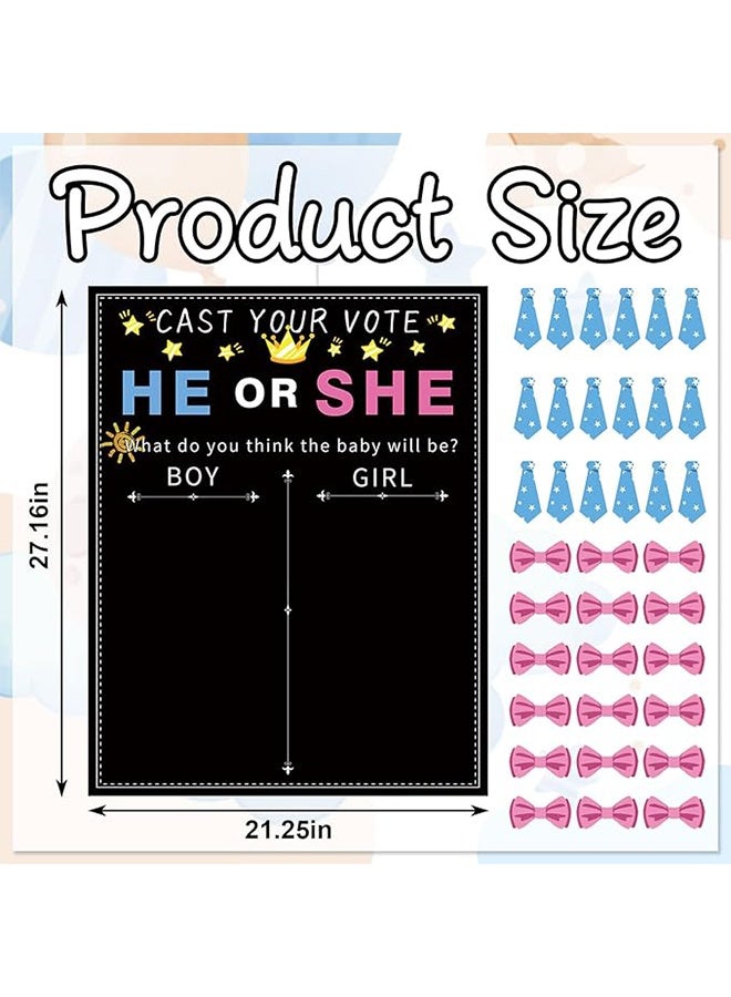 Gender Reveal Party Decorations set, Boy or Girl Voting Board with 36 Stickers, Baby Shower Gender Reveal Games for Guests Gender Reveal Party Supplies (Tie Bow) - Image 2