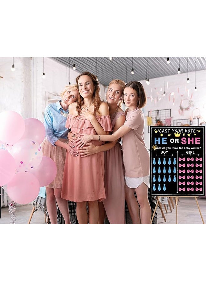 Gender Reveal Party Decorations set, Boy or Girl Voting Board with 36 Stickers, Baby Shower Gender Reveal Games for Guests Gender Reveal Party Supplies (Tie Bow) - Image 3
