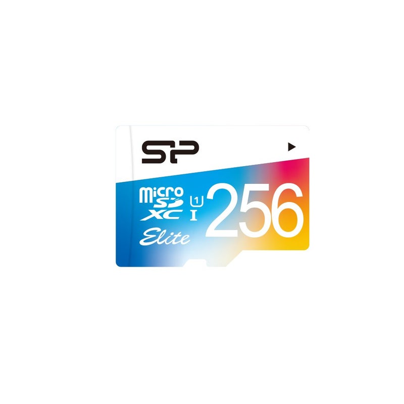 Silicone power 256gb microsdxc elite cl10 uhs-1 85mb/sec colorful memory card with adapter