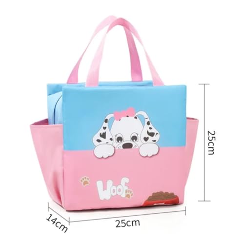 CoolKraft Polyester Insulated Lunch Bag, for School Girls & Boys, Large Animal Print Two Colour Tone - 25x25x14cm (Woof Pink & Blue), 3 L - Image 2