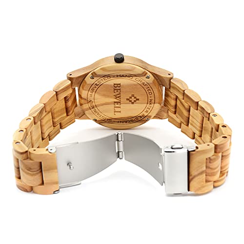 BEWELL ZS-W086B Wooden Watch Men Gifts Handmade Date Display Quartz Movement Analog Wood Wrist Watches - Image 4