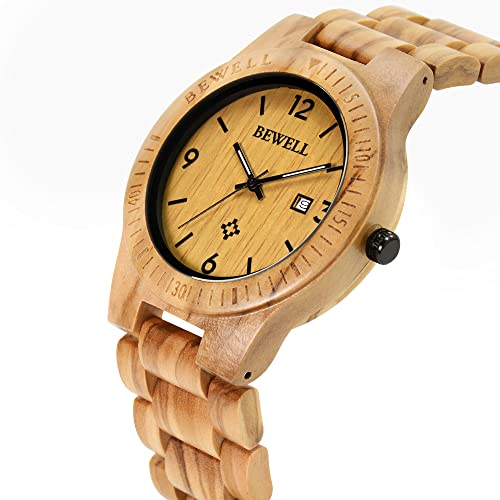 BEWELL ZS-W086B Wooden Watch Men Gifts Handmade Date Display Quartz Movement Analog Wood Wrist Watches - Image 3