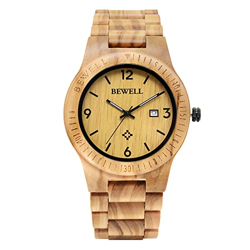 BEWELL ZS-W086B Wooden Watch Men Gifts Handmade Date Display Quartz Movement Analog Wood Wrist Watches - Image 2