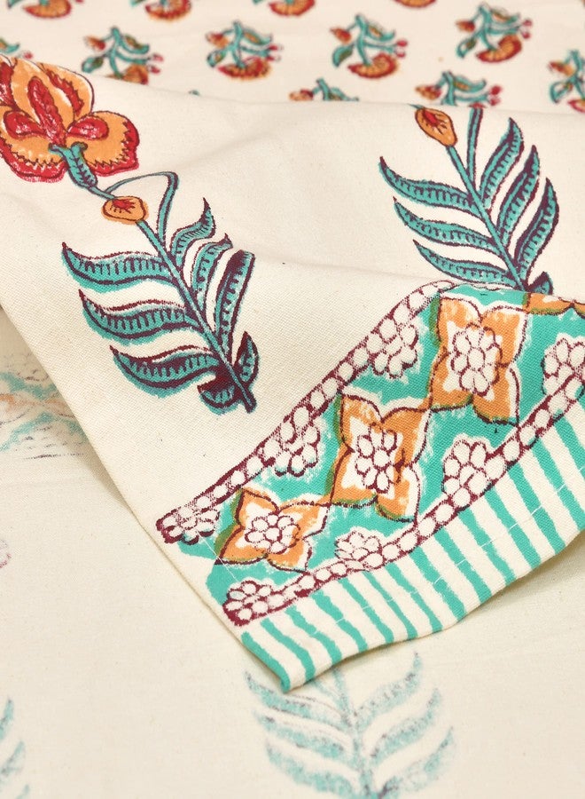 BLOCKS OF INDIA Hand Block Printed Cotton Table Runner for Center/Dining Table (13 x 72 Inches) (Turquoise Flower) - Image 3