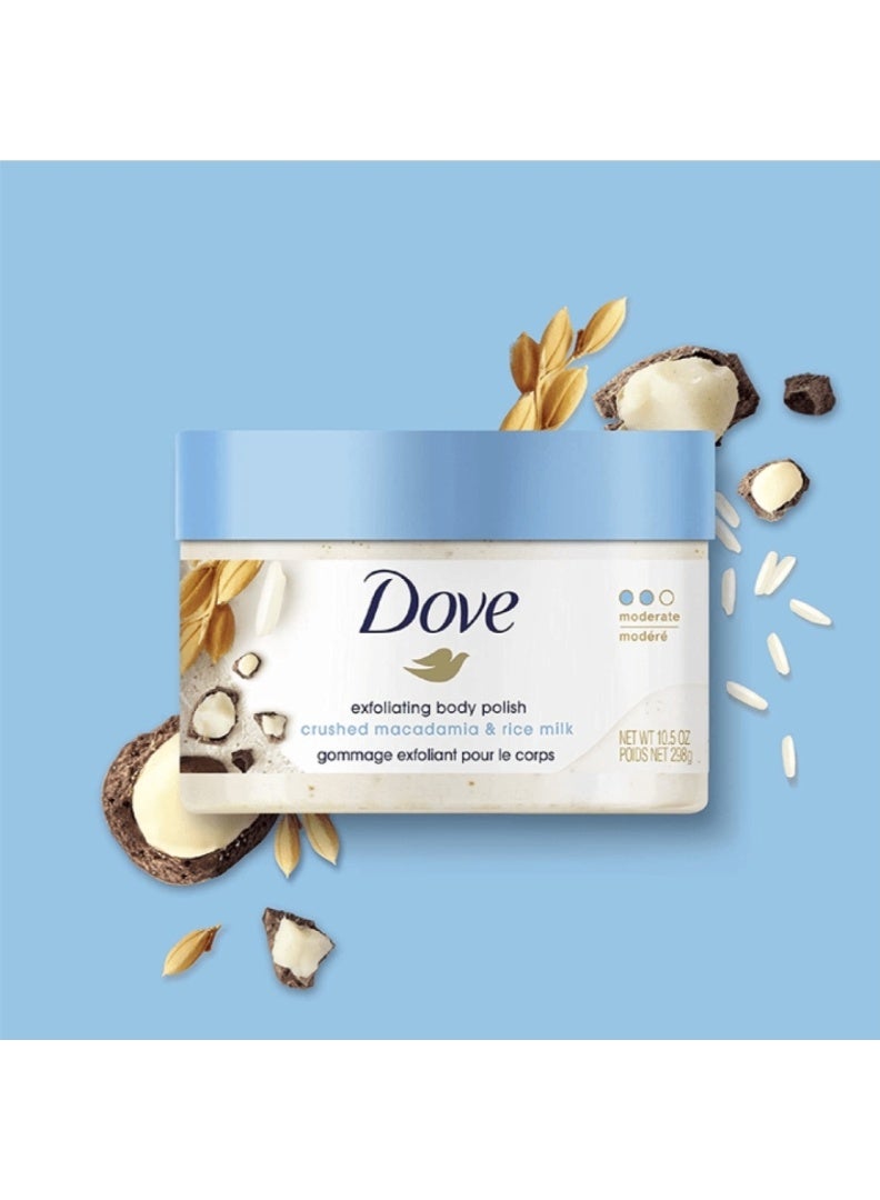 Dove (DOVE)exfoliting body polish crushed macadamia&rice milk298g - Image 1