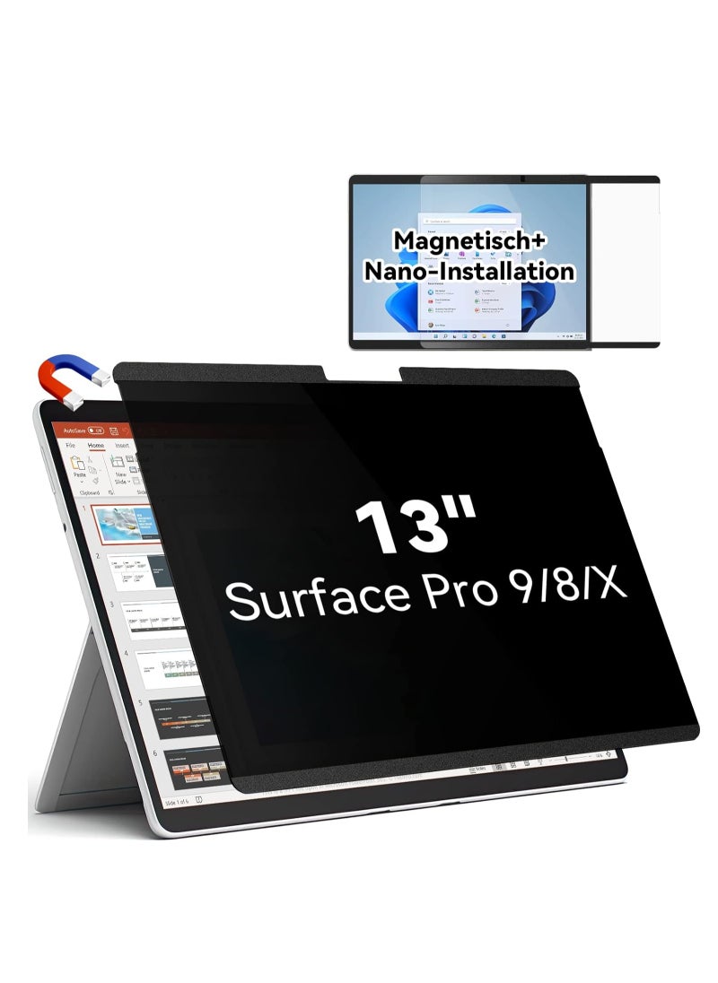 Generic - Magnetic Privacy Screen for Microsoft Surface Pro 11/10 2024/ Surface Pro 9 2022 / Surface Pro 8 2021 / Surface Pro X (2021&2019), Surface Pro Privacy Filter 13 Inch, Anti-Glare Blue Light Screen Protector - Image 1