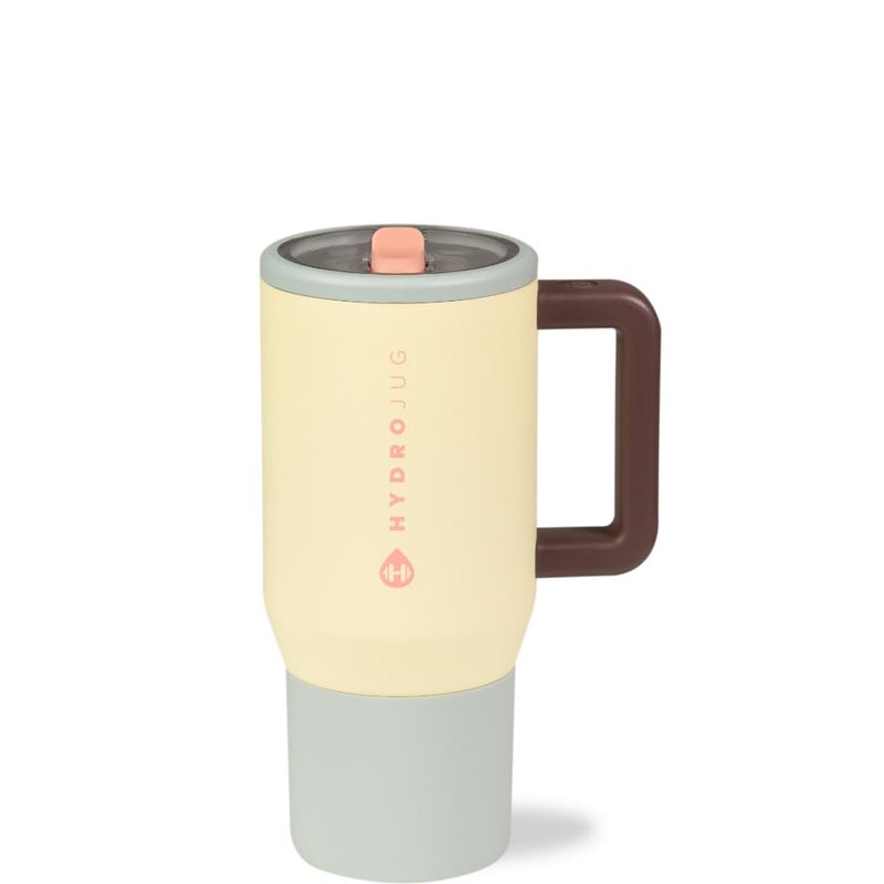 HydroJug هيدروجوج ترافيلر - زجاجة ماء سعة 20 أونصة مع مقبض وقشة قابلة للطي - تناسب حوامل الأكواب - كوب مقاوم للتسرب - مصنوع من الفولاذ المقاوم للصدأ وقاعدة مطاطية - هدايا للنساء والرجال بيل - Image 1