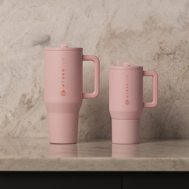 HydroJug هيدروجوج ترافيلر - زجاجة ماء سعة 20 أونصة مع مقبض وقشة قابلة للطي - تناسب حوامل الأكواب - كوب مقاوم للتسرب - مصنوع من الفولاذ المقاوم للصدأ وقاعدة مطاطية - هدايا للنساء والرجال بيل - Image 5