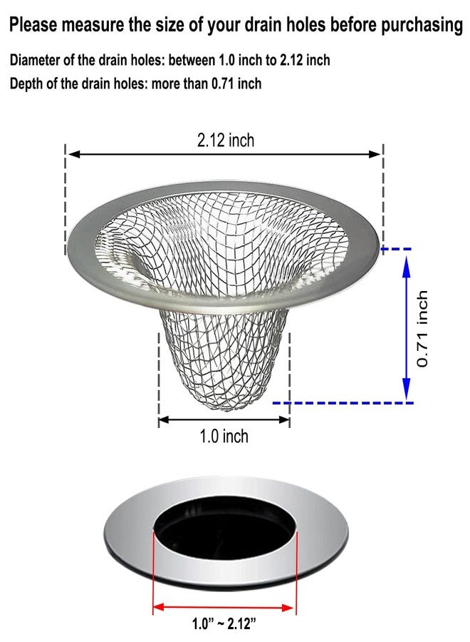 Seatery 1.0" Bathroom Sink Drain Strainers, 6PCS Drain Hair Catchers for Laundry, Mop Pool, Utility, Slop, RV Sink, Stainless Steel Drain Filter - Image 2