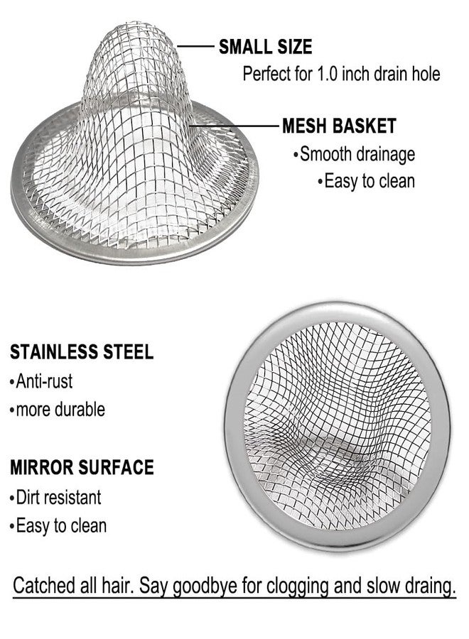 Seatery 1.0" Bathroom Sink Drain Strainers, 6PCS Drain Hair Catchers for Laundry, Mop Pool, Utility, Slop, RV Sink, Stainless Steel Drain Filter - Image 4