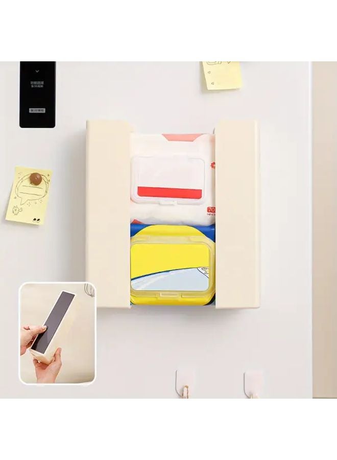 Large Capacity Wall Mounted Tissue Box Holder Magnetic Surface Mount Waterproof ABS Plastic Black - Image 1