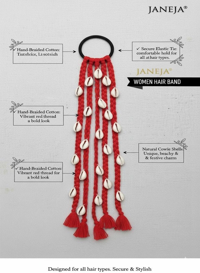 JANEJA Festival Hair Accessories for Navratri | Rainbow Multicolour Hair Braid Extension for Girls & Women | Stylish Boho Braids with Beads, Shells & Rubber Band - Image 2