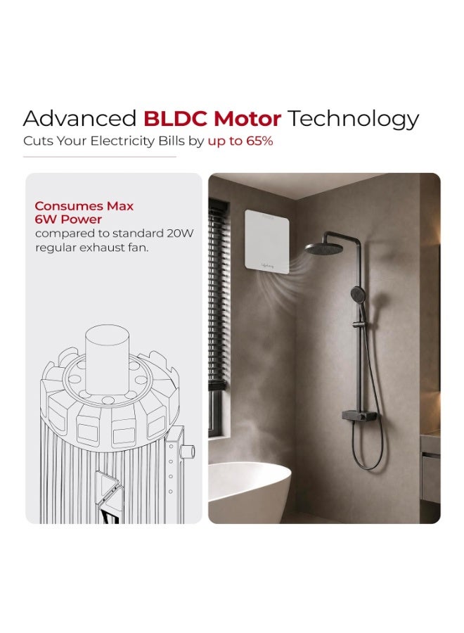 Lifelong Exhaust Fan 150mm (6 Inches) | BLDC Motor | 6W | Low Noise | 2300 RPM | Ideal for Bathroom & Kitchen | Easy to Clean | Installation Round Cut (White) - Image 2