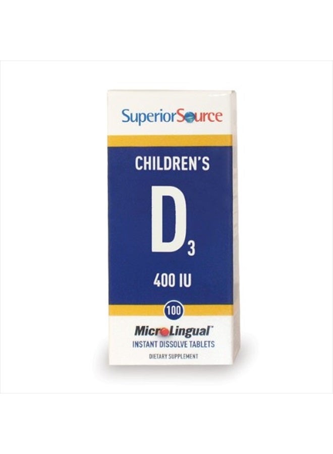 Superior Source Children's Vitamin D 400IU Tablets, 100 Count - Image 1