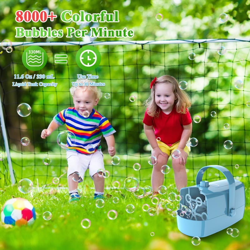 Wisdomlit Bubble Machine, 3-in-1 Bubble Maker, Bubble Blower with 3 Bubble Wheels, Make Small | Medium | Big Bubbles for Kids Toddlers, Bubble Toys for Indoor Outdoor Birthday Party (Blue) - Image 3