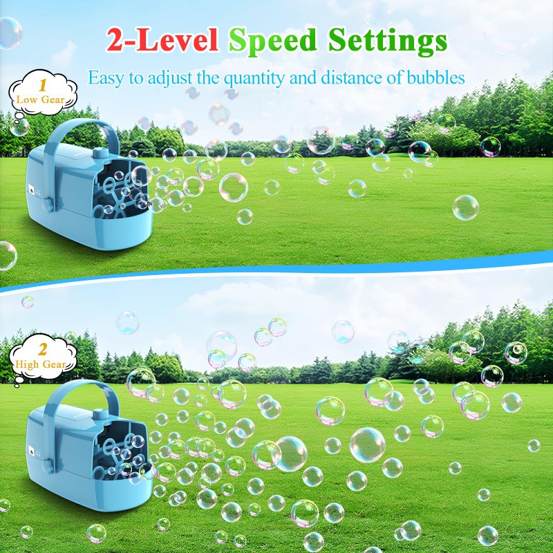 Wisdomlit Bubble Machine, 3-in-1 Bubble Maker, Bubble Blower with 3 Bubble Wheels, Make Small | Medium | Big Bubbles for Kids Toddlers, Bubble Toys for Indoor Outdoor Birthday Party (Blue) - Image 4