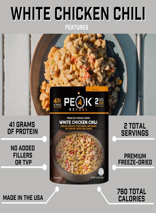 Peak Refuel White Chicken Chili | 41g Protein | 760 Calories | 100% Real Meat | Premium Freeze Dried | Amazing Taste & Quality | Backpacking & Camping & Prepper Food | 2 Servings - Image 2