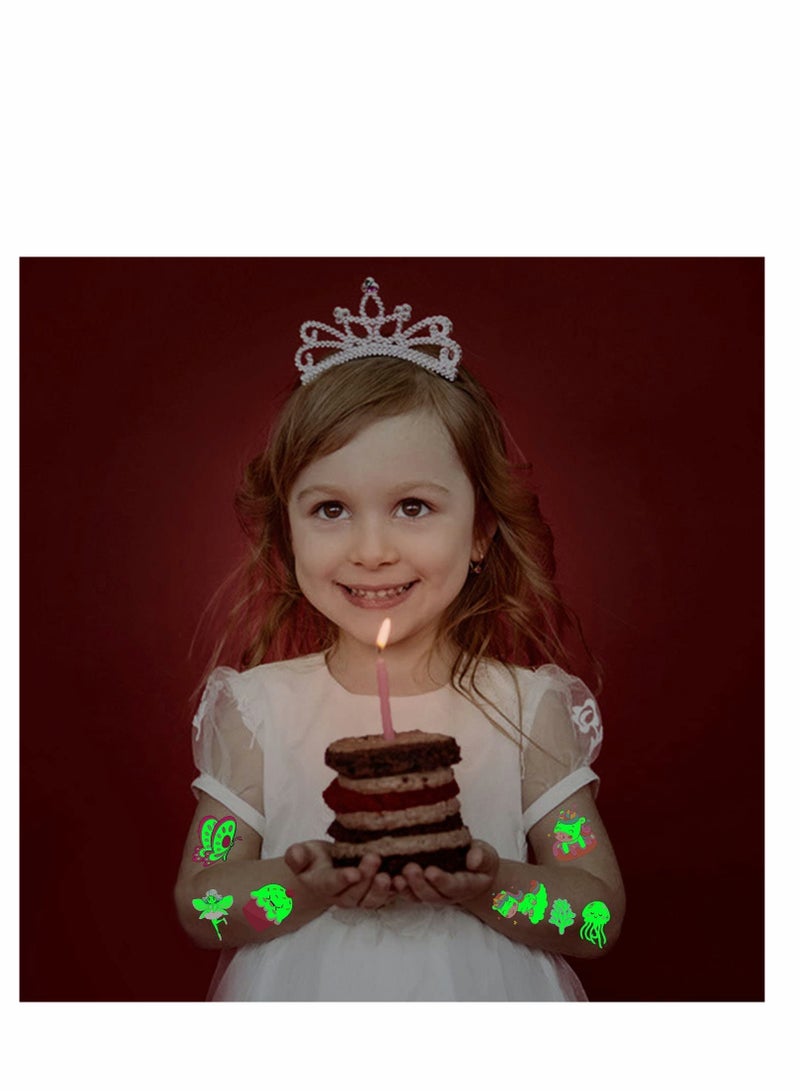 SYOSI Luminous Tattoos, Party Bag Fillers Temporary Tattoo Stickers with Unicorn/Dinosaur/Mermaid, Birthday Decorations Party Favors Supplies for Boys and Girls, 140 Styles(10 Sheets) - Image 2