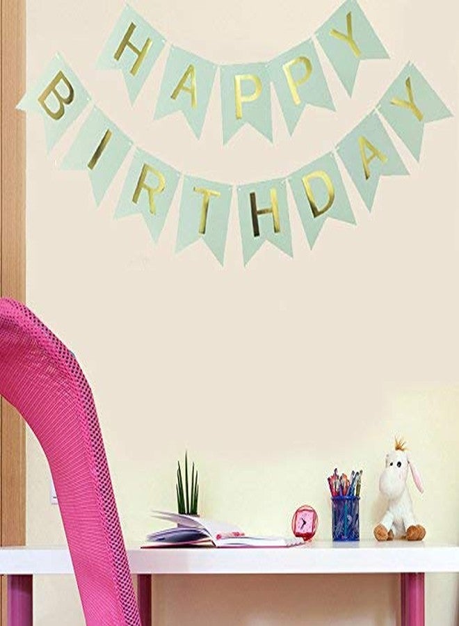 FAVELA Happy Birthday Backdrop Decorative Items - 13 Pcs Reusable Cardstock Birthday Banner Flag Kits For Boys Girls (Green) - Image 1