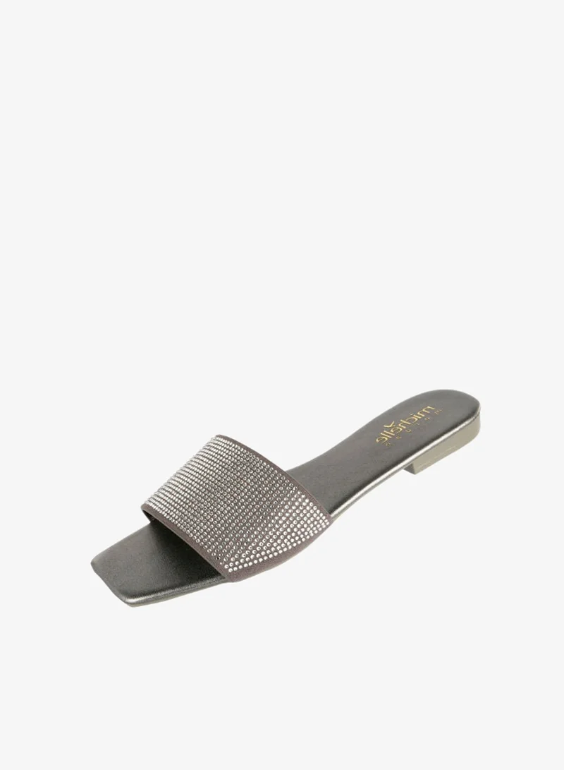 Michelle Morgan Grey 092-2279 Michelle Morgan Ladies Crystal Print Flat Sandals  Grey for Women | Best Price UAE