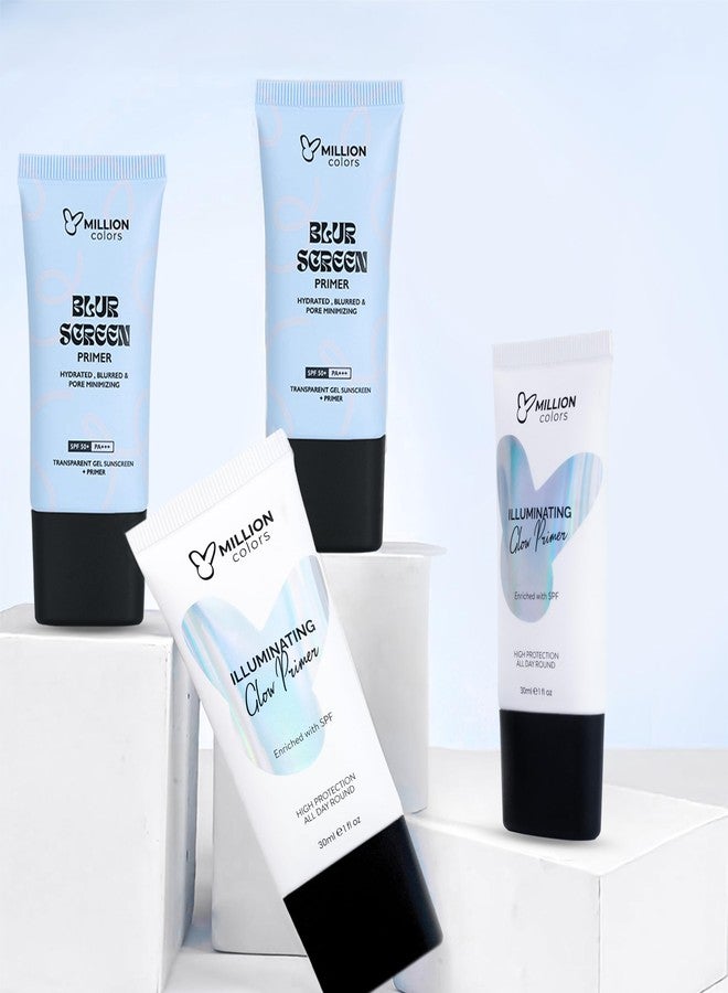 Million Colors Dual Power All Day Glow Combo Kit Rose Gold Strobe Cream (30ml) and Blur Primer (30ml)| Illuminating Strobe Cream and Pore Blur Primer for Flawless All Day Glow| - Image 4