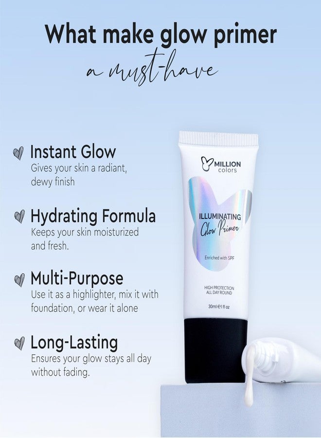 Million Colors Dual Power All Day Glow Combo Kit Rose Gold Strobe Cream (30ml) and Blur Primer (30ml)| Illuminating Strobe Cream and Pore Blur Primer for Flawless All Day Glow| - Image 2